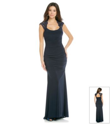 Xscape Long Lace Cut-Out Dress