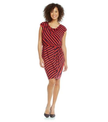 Evan-Picone® Cowlneck Striped Blouson Dress