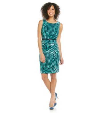 Evan-Picone® Belted Print Tank Dress
