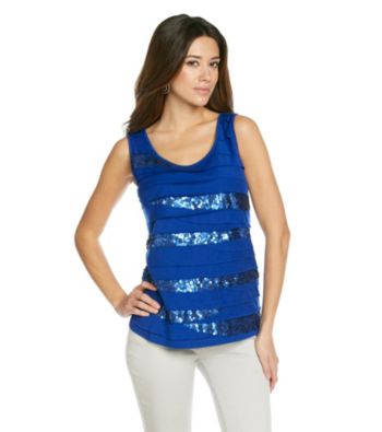 Relativity® Career Petites' Sequin Mixed Tiered Tank