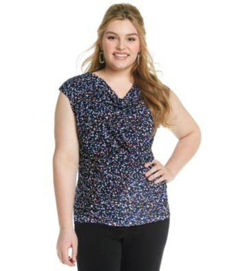 Relativity® Career Plus Size Peplum Mesh Top
