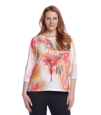 Breckenridge® Plus Size Lace Applique Sublimation Tee