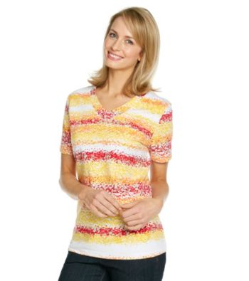 Breckenridge® V-neck Stripe Knit Tee