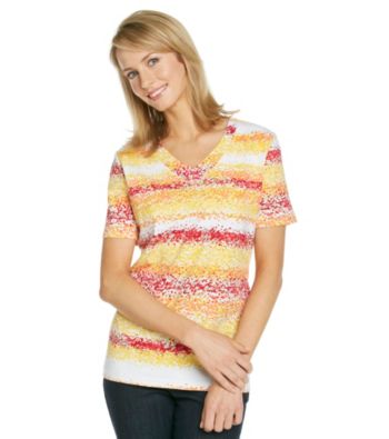 Breckenridge® Petites' V-neck Stripe Tee