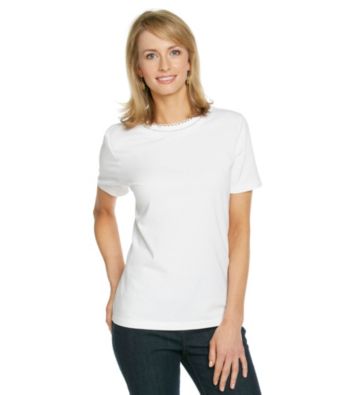 Breckenridge® Petites' Crochet Crewneck Tee