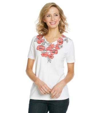 Breckenridge® Petites' Screenprinted V-neck Tee