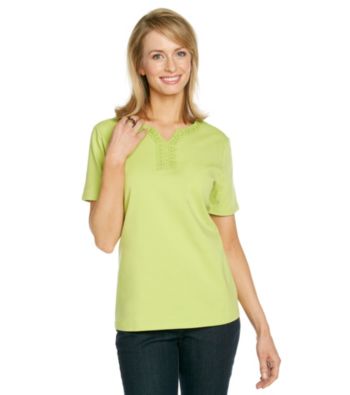 Breckenridge® Crochet Splitneck Tee