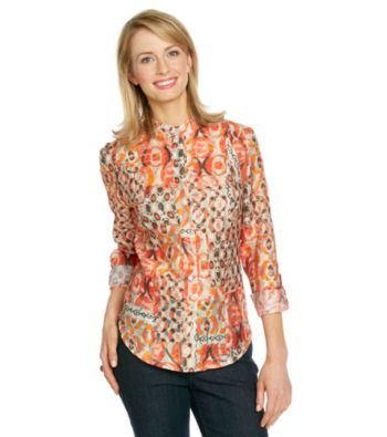 Ruby Rd.® Madrian Collar Button-Up Crinkle Burnout Shirt