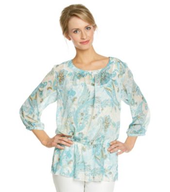 Alfred Dunner® Keyhole Collar Paisley Peplum Blouse