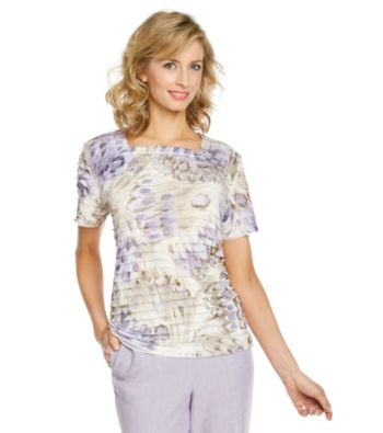Alfred Dunner® Square Neckline Ruffle Knit Tee