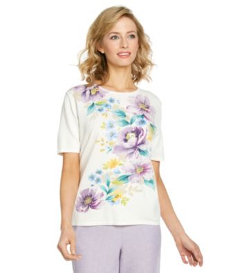 Alfred Dunner® Crewneck Floral Print Sweater