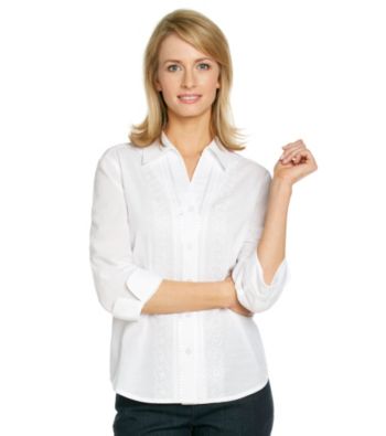 Alfred Dunner® Point Collar Front Button Up Closure Shirt