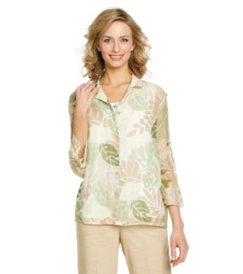 Alfred Dunner® Burnout Leaf Layered-Look Top