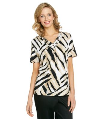 Alfred Dunner® V-Neckline Animal Print Top