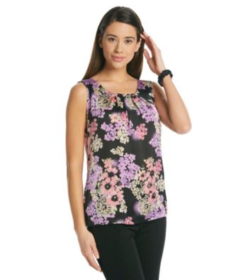 Notations® Scoop Neckline Pleated Tank