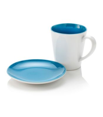 LivingQuarters Whiteware Fashion Mug and Plate