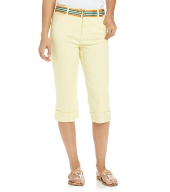 Gloria Vanderbilt® Amanda Belted Twill Cuff Capri Pants
