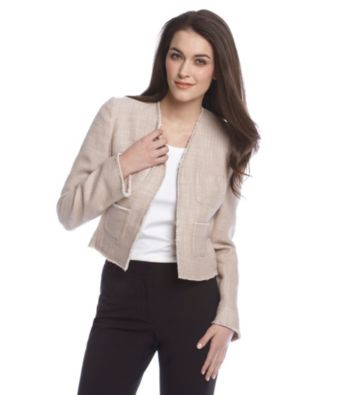 Calvin Klein Tweed Open Front Jacket