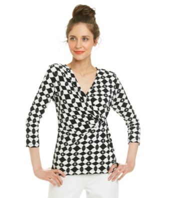 Chaus Faux Wrap Geo Top