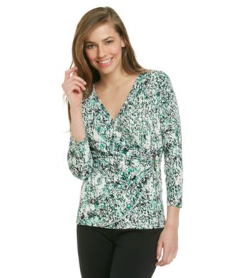 Calvin Klein Printed Faux Wrap Top