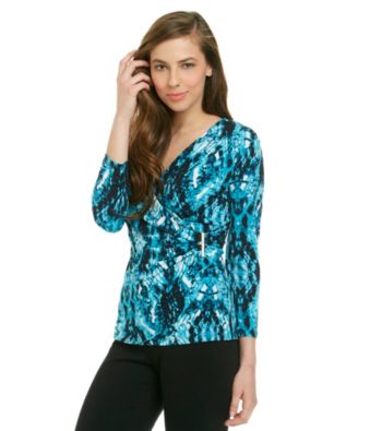 Calvin Klein Printed Faux-Wrap Top