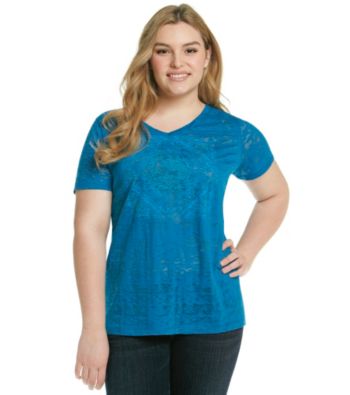 Ruff Hewn Plus Size V-Neck Burnout Screen Tee