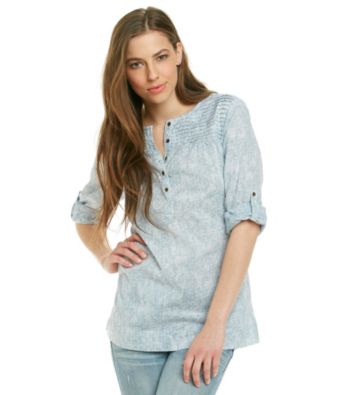 Ruff Hewn Printed Pintuck Henley Shirt
