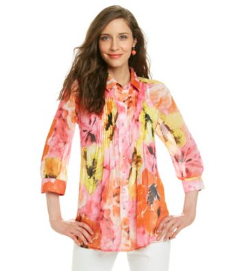 Fever™ Floral Patterened Pleated Blouse With Cami