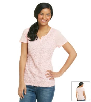 Nine West Vintage America Collection® Snow Drop Lace Front Tee