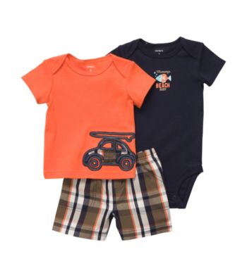 Carter's® Baby Boys' Orange 3-pc. Dunebuggy Shorts Set