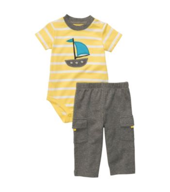 Carter's® Baby Boys' Yellow Striped 2-pc. Short Sleeve Sailboat Set