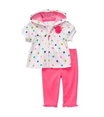 Carter's® Baby Girls' White/Pink 2-pc. Dot Short Sleeve Cardigan Set