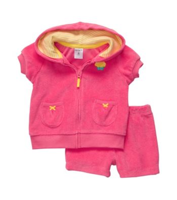 Carter's® Baby Girls' Bright Pink Short Sleeve Cardigan and Shorts Set