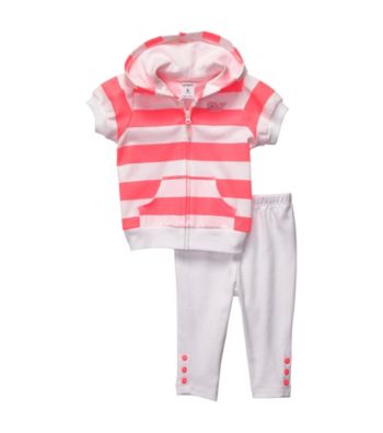 Carter's® Baby Girls' White/Pink Striped Short Sleeve Cardigan Set