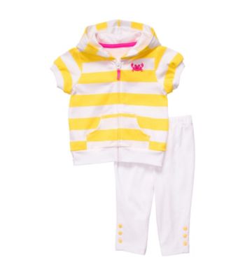 Carter's® Baby Girls' White/Yellow Striped Short Sleeve Cardigan Set