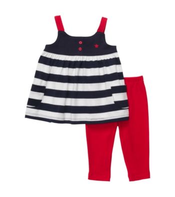 Carter's® Baby Girls' Red/Navy Sleeveless Swing Top and Leggings Set