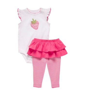Carter's® Baby Girls' Pink/White Ruffle Sleeve Strawberry Tutu Set