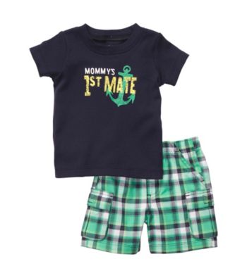 Carter's® Baby Boys' Green/Navy 2-pc. 1st Mate Shorts Set