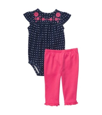 Carter's® Baby Girls' Pink/Purple Ruffle Sleeve Geo Print Set