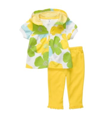 Carter's® Baby Girls' Yellow Short Sleeve Hooded Floral Cardigan Set