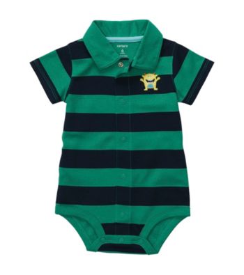 Carter's® Baby Boys' Green/Navy Striped Polo Creeper