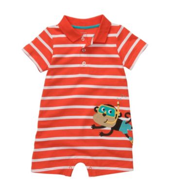 Carter's® Baby Boys' Orange Striped Short Sleeve Scuba Monkey Romper