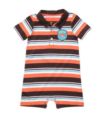 Carter's® Baby Boys' Orange/Brown Striped Short Sleeve Romper