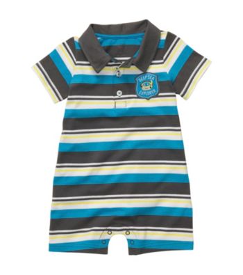 Carter's® Baby Boys' Blue Striped Short Sleeve Romper