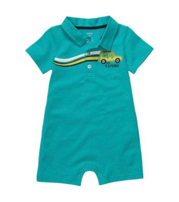 Carter's® Baby Boys' Turquoise Short Sleeve Dunebuggy Romper