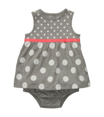 Carter's® Baby Girls' Grey/White Sleeveless Polka-Dot Sunsuit