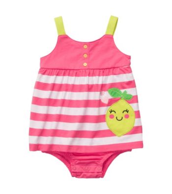 Carter's® Baby Girls' Pink/White Striped Sleeveless Lemon Sunsuit