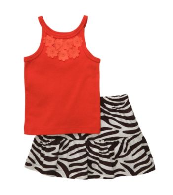 Carter's® Baby Girls' Orange Tank with Zebra Print Skort Set