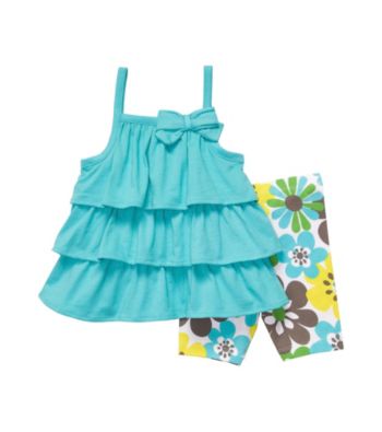 Carter's® Baby Girls' Turquoise Floral Tiered Tank and Biker Shorts Set
