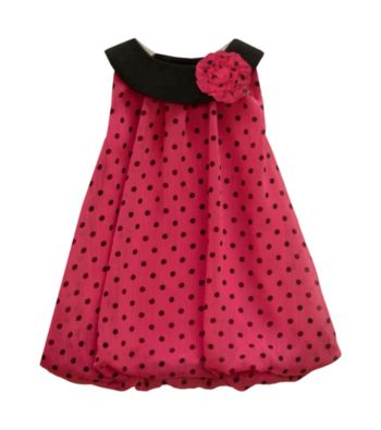 Baby Essentials® Baby Girls' Pink/Black Dot Bubble Romper